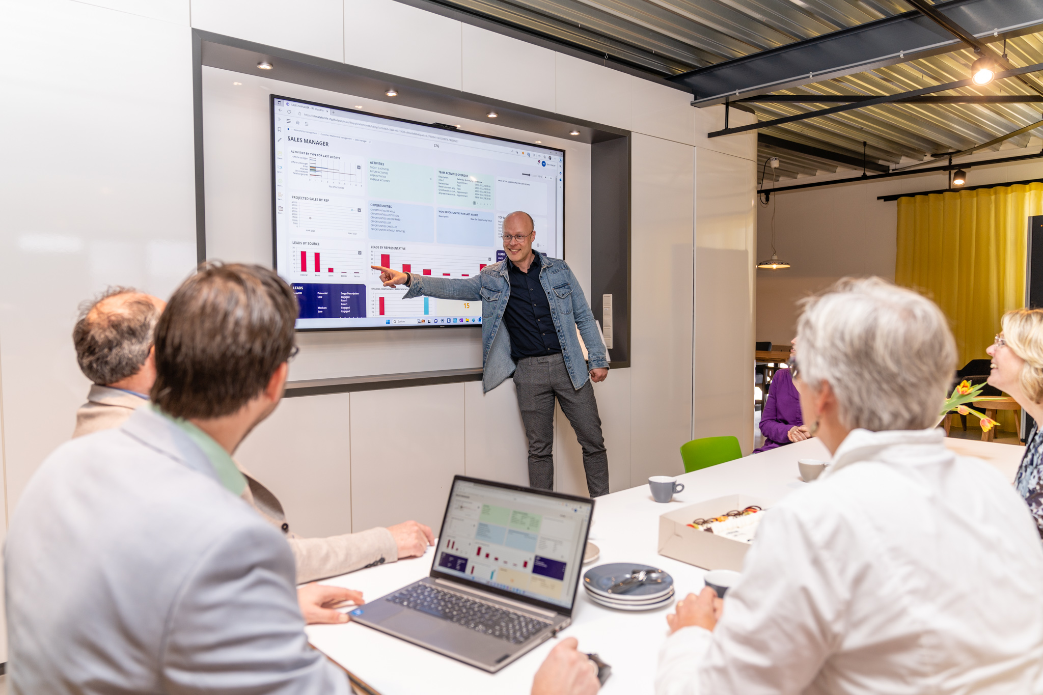 Dashboard met visualisatie bedrijfsrendement vanuit ERP Skopos adviseur legt uit hoe een ERP-systeem het bedrijfsrendement van bedrijven verhoogt