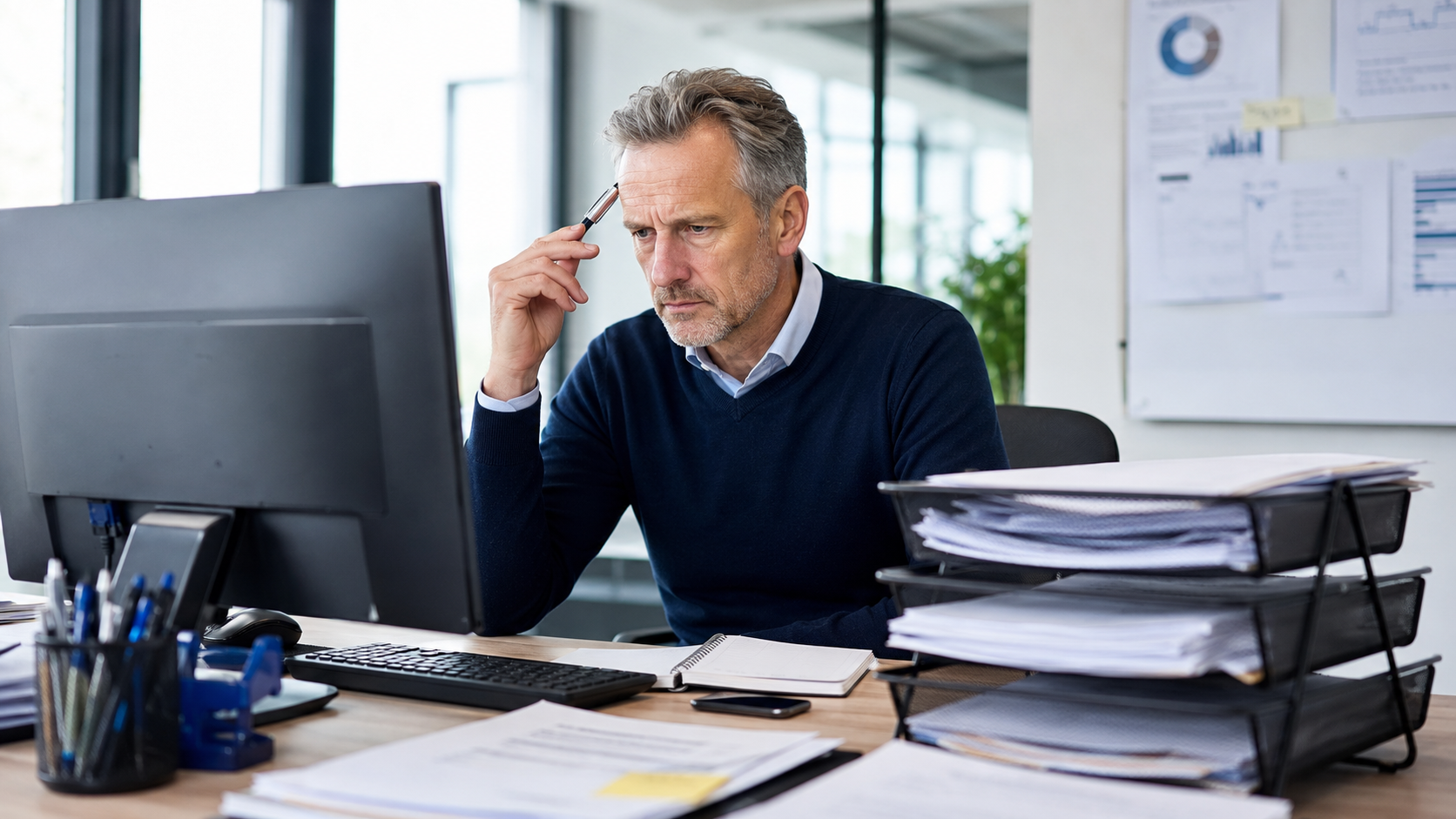 Manager ervaart werkdruk tijdens een digitale transformatie en software-implementatie.
